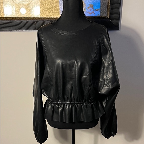 Olivaceous Tops - Olivaceous Black Faux Leather Top